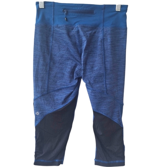 Lululemon Blue Black Run for Your Life Crop Women's Leggings Size 6 - Picture 11 of 11